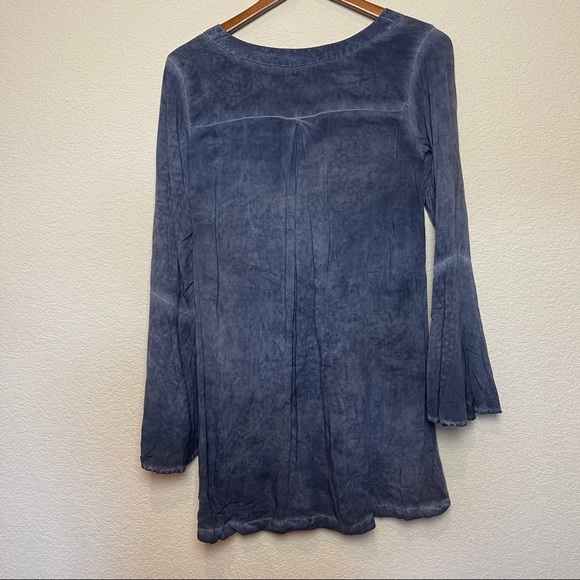 Blue life bell sleeve boho tie top - Picture 6 of 7